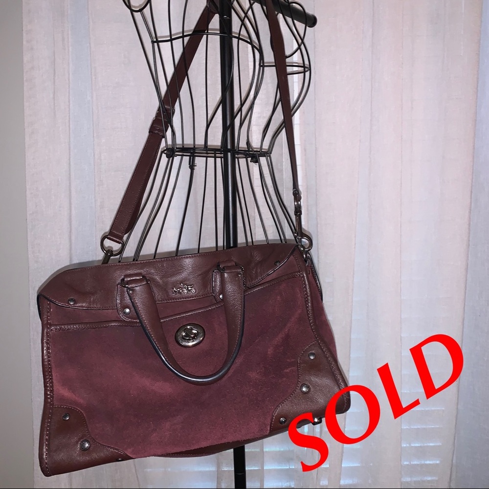 Coach Plum Suede and Leather Shoulder Bag